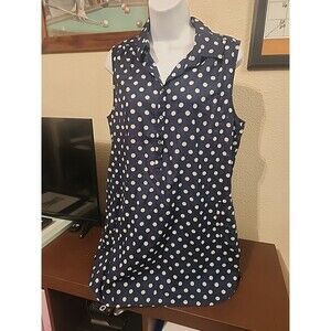J.Crew Classic! Royal Blue Polka Dot Tank Top - Women's Size M - Preppy Stylev